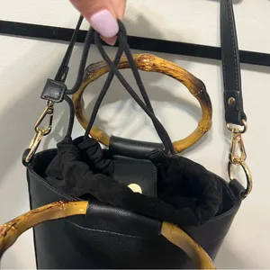 INC International Concepts Black Bucket Bag Style Purse thumbnail 4
