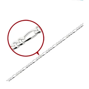 NEW Unisex Rhodium Plated 925 Sterling Silver‎ Figaro Chain Bracelet, 8” thumbnail 14