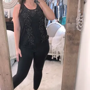 Day trip size medium black embroidered top thumbnail 2
