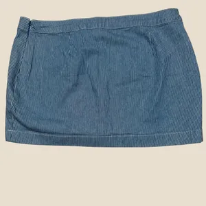 Abercrombie & Fitch Y2K Blue Pinstripe Embroidered Denim Mini‎ Skirt Size 8 thumbnail 3