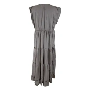 Sofia Made In Italy Taupe V Neck Tiered Maxi Dress Boho Chic Flowy‎ Cotton M thumbnail 3