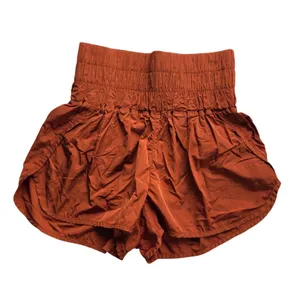 FP Movement The Way Home Shorts Rust‎ Orange High Rise Smocked Waist Womens M thumbnail 3