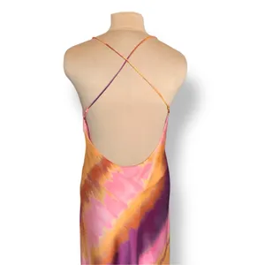 Zara XL Open Back Abstract Watercolor Maxi‎ Dress Boho Euro Summer Resort New thumbnail 5