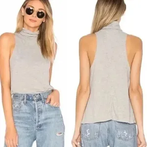 Free People Topanga Sleeveless Turtleneck Tank Grey Women’s XS thumbnail 2