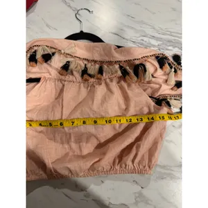 LoveShackFancy‎ Off Shoulder Tassel Crop Top Peach Boho Festival Small thumbnail 4