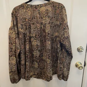 Cotton Bleu‎ Black Floral Long Sleeve Blouse Womens XL Dark Academia Career thumbnail 4