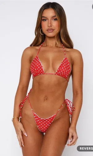 NWT White Fox Avoca Reversible Bikini Top – White/Red Polka Dot –Size XS thumbnail 1