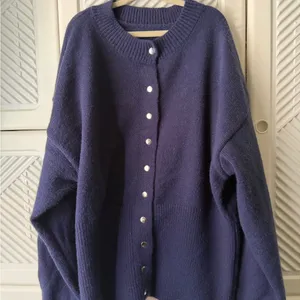 Navy Button-Front Ribbed Cardigan thumbnail 12
