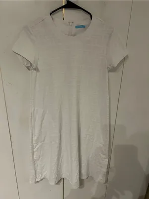 J. McLaughlin White Textured Short-Sleeve Midi Dress thumbnail 3