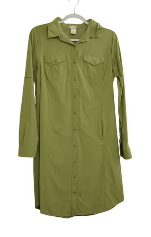 Duluth Trading Co Shirt Dress Womens Small Green Long‎ Sleeve Hiking Outdoors thumbnail 1
