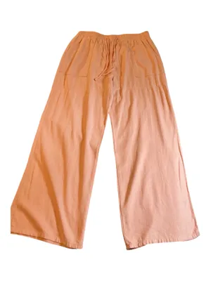 Shinestar Pink Linen Blend Wide Leg Pants XL Elastic Drawstring Waist Boho Cozy thumbnail 1