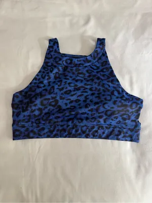 CXIX Blue Leopard NYX Sport Bra Polewear Cutout Strappy Pole Top S M thumbnail 5