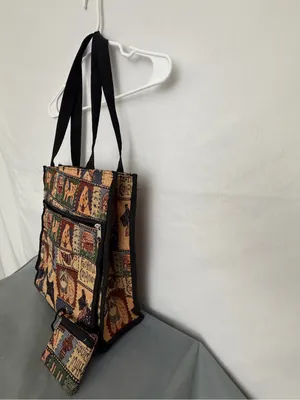 Vintage Dog Tapestry Tote Bag Matching Coin Purse Set Faithful Companion(F313) thumbnail 3