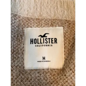 Hollister Womens Fuzzy Knit Cardigan Beige Brown Striped V-Neck‎ Sweater Medium thumbnail 3