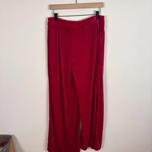 Aura Pink Velvet Wide Leg Pleated Pants High Waist Trousers Size‎ L NEW thumbnail 3