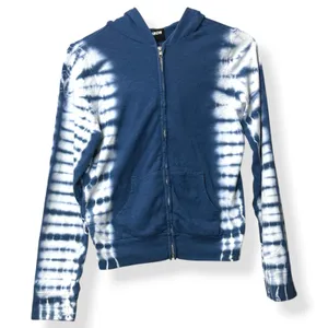 MONROW Zip Up Hoodie Cotton Blend Blue Tie Dye‎ Loungewear Athleisure Womens S thumbnail 2
