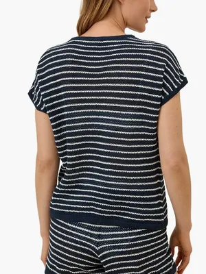 Pact Cotton and Linen Navy & White Striped Knit Top Size XL thumbnail 5