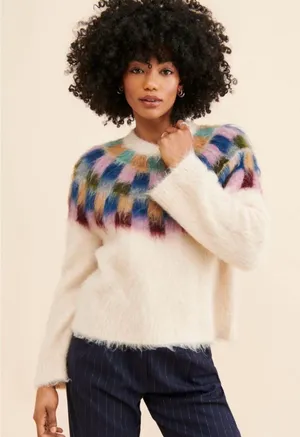 Madewell Sorenna Brushed Checkerboard Sweater in Size Medium - C71-014 thumbnail 1