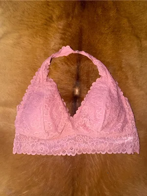 $32 NWOT Aeropostale Pink Lace Halter Bralette XL thumbnail 2