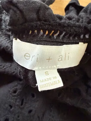 Eri+Ali Black Ruffled Yoke Eyelet Cap thumbnail 5