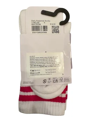 Lululemon Daily Essential Crew Socks - White with Pink Stripes Size Small NWT thumbnail 2