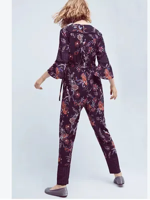 Anthropologie Maeve espoir printed jumpsuit purple size S thumbnail 7