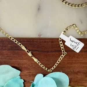 14k Gold Plated XP Necklace‎ Chain Heart Pendant Curb Chain Pave 18in thumbnail 3