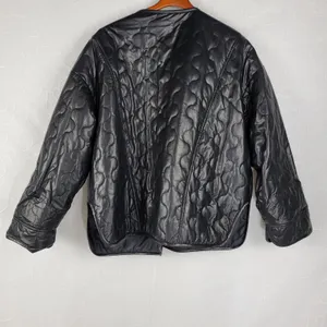 Mimosa Womens Jacket Size M Black PU Leather Quiltted Oversized Patch Pockets Size M thumbnail 8
