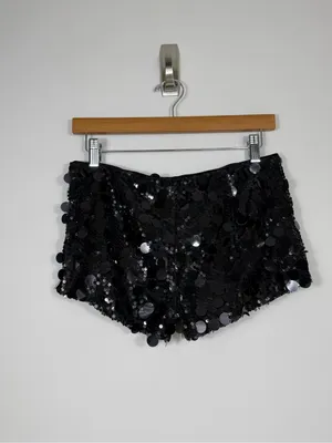 NIA Black Sequin Disco Party Festival High Rise Shorts Medium thumbnail 2