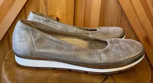 Gabor Comfort Womens Ballet Flat Gold Metallic Leather Suede Shoes UK 6 US 8 thumbnail 1