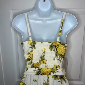 TAHARI Linen Blend Vintage Pineapple Strapless Midi Dress Cream Yellow 8 NWT thumbnail 7