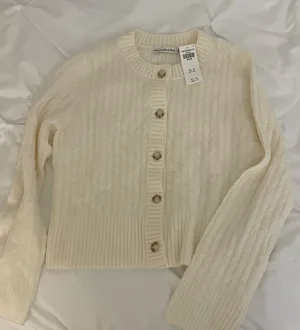 Abercrombie & Fitch Cream Button-Up Cardigan thumbnail 1