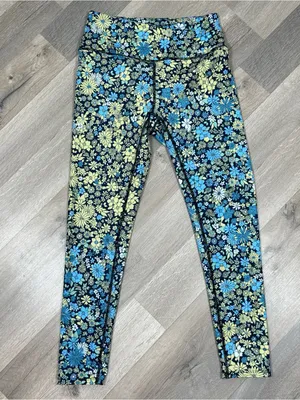 Free People Movement Lose Control Floral‎ Wrap Waist Leggings Blue Small Boho thumbnail 4