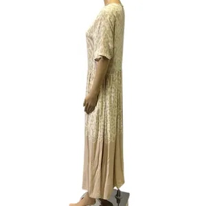 Shoulder Brand Cream Short Sleeve Midi Maxi Pocket Dress Imported 44 US 14 XXL thumbnail 4