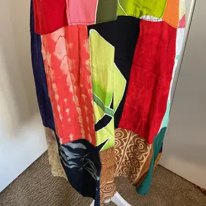 Peaceful People Multicolor Patchwork Rayon Resort Sundress S M Beach Cover Up thumbnail 4