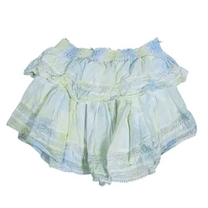 LoveShackFancy Coquette Tiered Ruffle Mini Skirt Womens S Pastel Tie Dye Y2K thumbnail 4