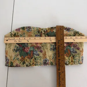 Floral Tapestry Corset Crop Top Lace Up Back Strapless‎ Woven Bodice Small Boho thumbnail 9