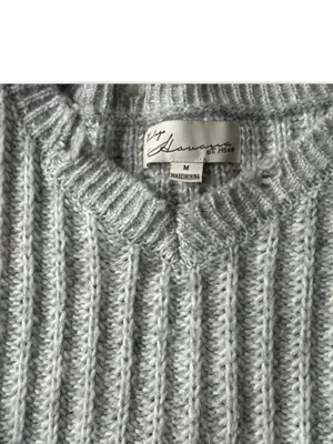 Vintage Havana cable knit grey and black star sleeve sweater thumbnail 2