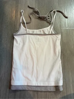 Out From Under White & Gray Layered Halter Cami Top – Small thumbnail 6