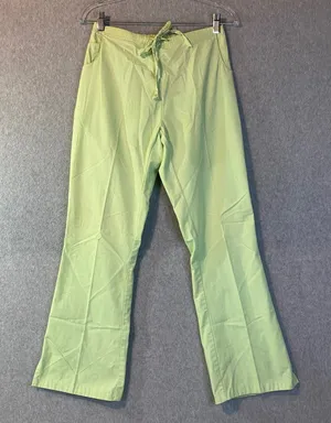 Dickies Scrub Pants Women Small‎ Lime Green Drawstring Cargo Medical Uniform EUC thumbnail 1