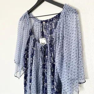 Free People Because I Love You Floral Sheer Babydoll Flowy Tunic Top Boho XS NEW thumbnail 5