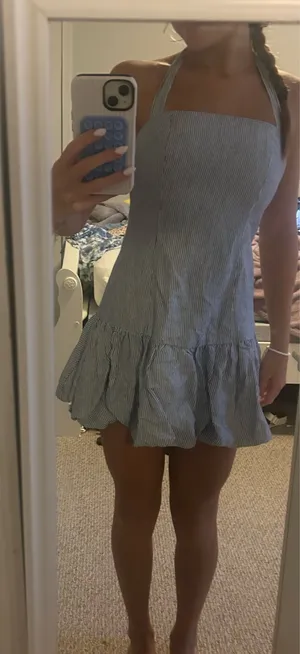 Blue and White Striped Dress thumbnail 1