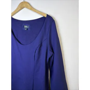Maeve womens 1X XL Heavy Scoop Neck Mini Dress flare sleeves Blue bohemian thumbnail 5