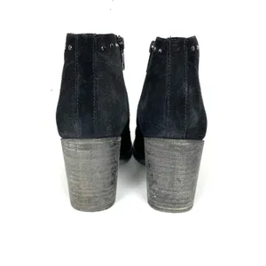 Frye Womens Nora Stud Side Zip Ankle Booties Black Suede Chunky Heel Size 7 thumbnail 7