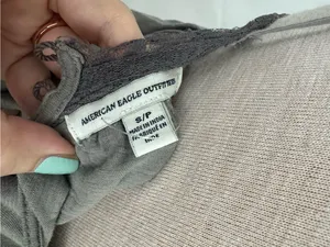 American Eagle Y2K 90’s lace babydoll top spaghetti’s strap gray lace small thumbnail 3
