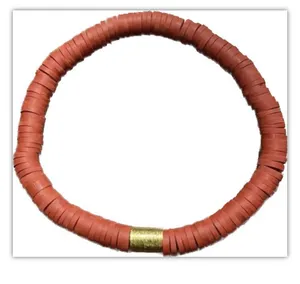 Maroon heishi bracelet 6 1/2” stretch bracelet handcrafted thumbnail 2