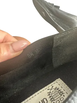ANDRE ASSOUS Black Leather Low Loafers Wedges Size 8.5 thumbnail 2