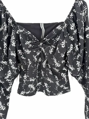 Anthropologie Sweetheart Floral Long Sleeve Crop Stretchy Feminine Blouse Top thumbnail 5