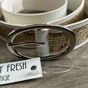 Fresh White and Brown Woven Belt thumbnail 2