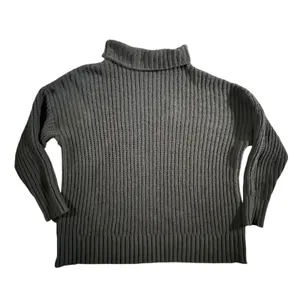 Aerie Turtleneck Sweater Women S Grey Shaker Stitch Ribbed Knit Oversized Chunky thumbnail 2